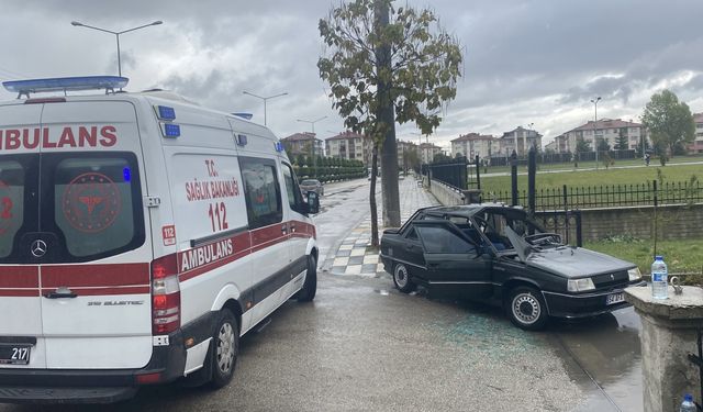 Bolu'da bahçe duvarına çarpan otomobildeki baba ve kızı yaralandı