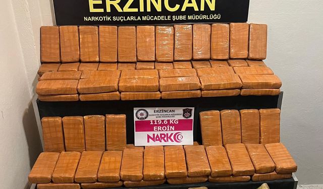 Erzincan'da bir kamyonda 119 kilo 600 gram eroin ele geçirildi