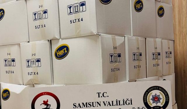 Samsun'da 1070 litre etil alkol ele geçirildi