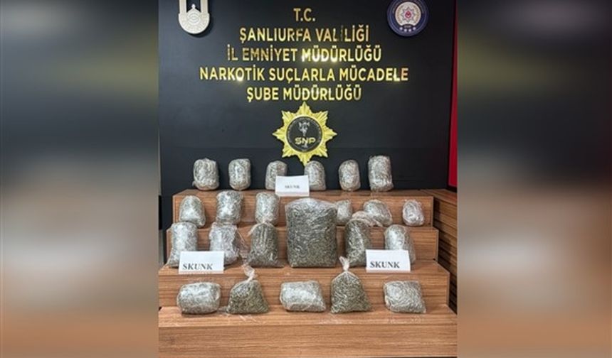 Şanlıurfa'da 22 kilogram 700 gram skunk maddesi ele geçirildi