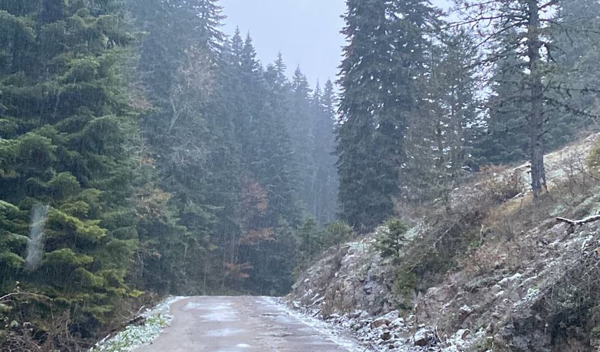 Karabük'ün yüksek kesimlerine kar yağdı