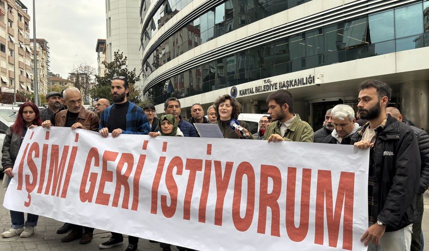 Kartal Belediyesi'nin işten çıkardığı kadın işçiden belediye önünde protesto